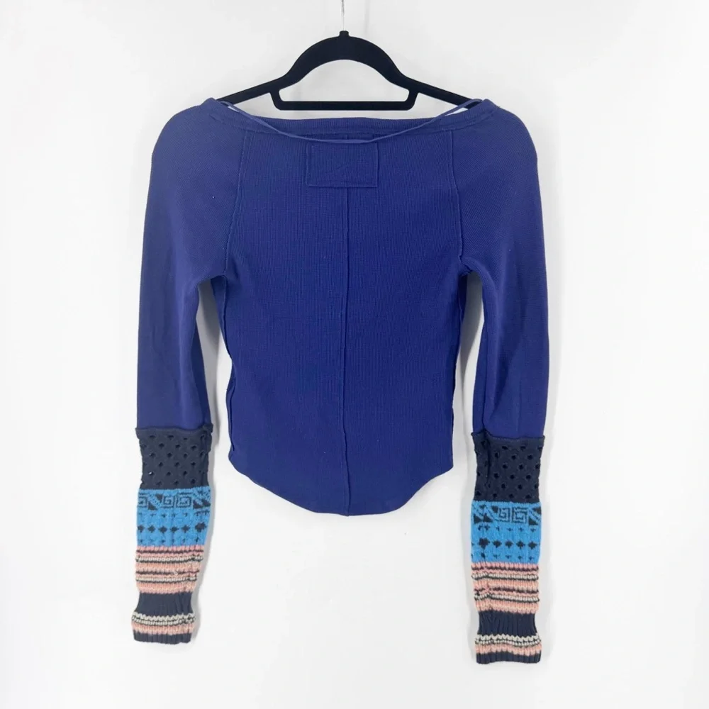✅ Free People Women's Cozy Craft‎ Cuff Top SIZE X-SMALL PURPLE